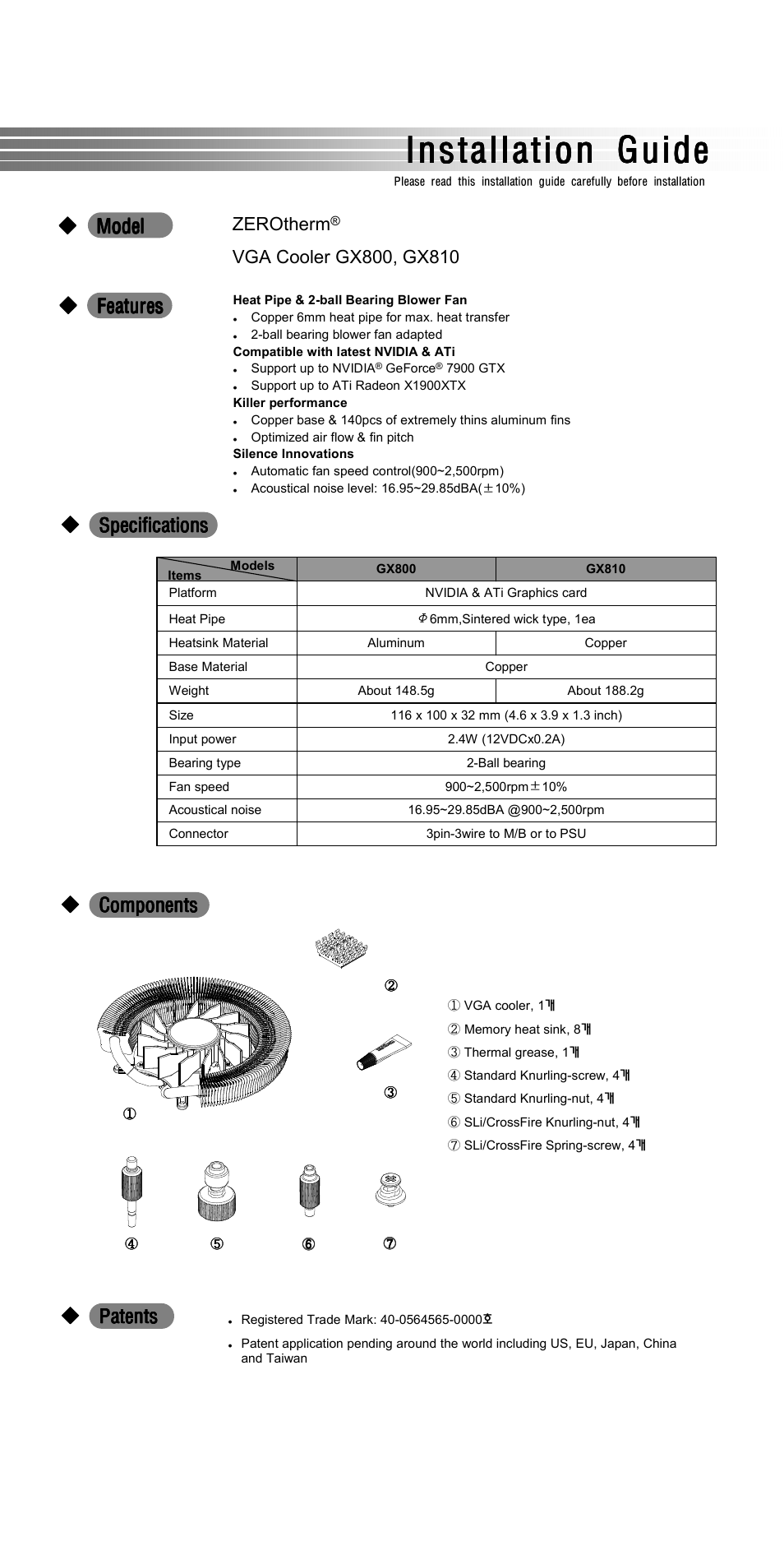 ZEROtherm ZERO THERM GX800 User Manual | 4 pages