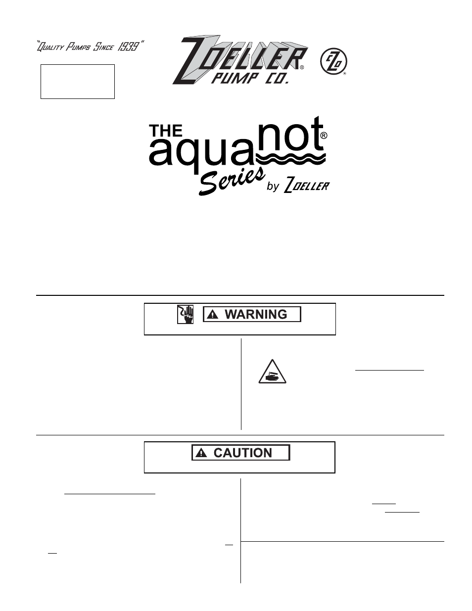 Zoeller AQUANOT 585 User Manual | 8 pages