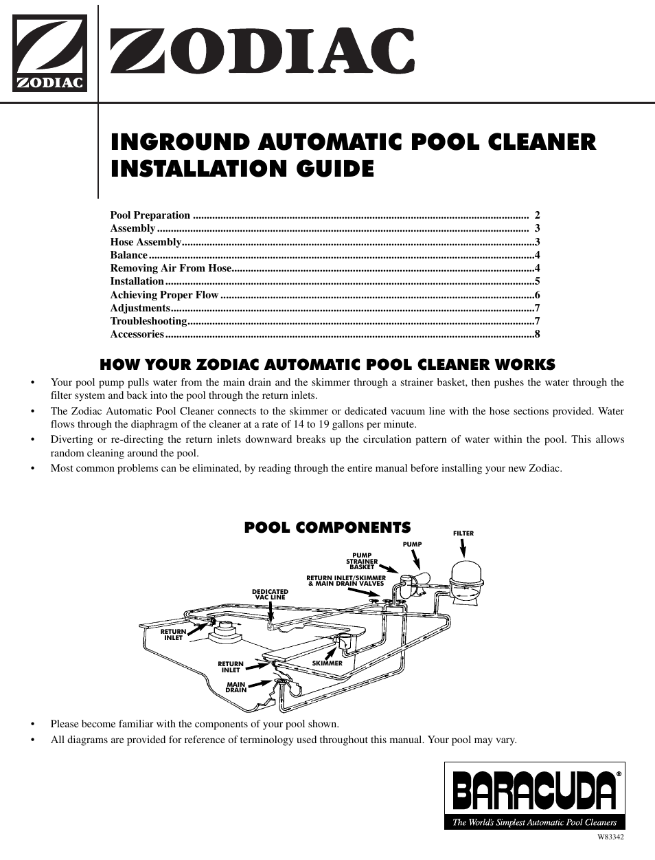 Inground automatic pool cleaner installation guide, How your zodiac automatic pool cleaner works, Pool components | Zodiac International G4 User Manual | Page 3 / 12