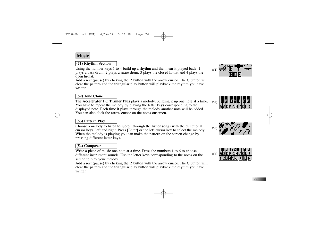 Music | Yakumo Accelerator PC Trainer Plus PT18 User Manual | Page 26 / 31