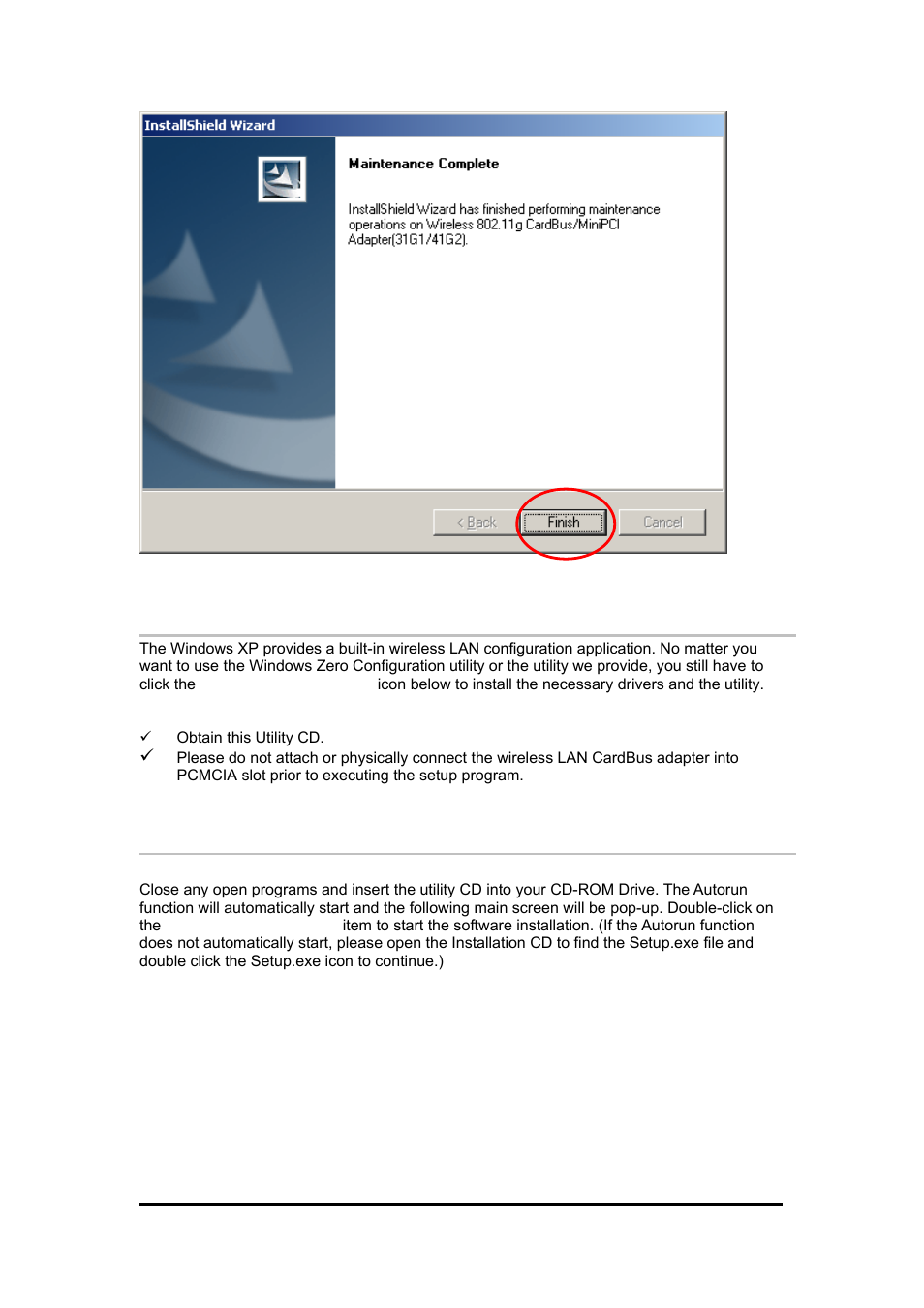 7installation procedures in windows xp, Nstallation, Rocedures | Indows, 7 installation procedures in windows xp | Zonet Technology 802.11 g 54Mbps Wireless LAN CardBus Adapter User Manual | Page 35 / 67