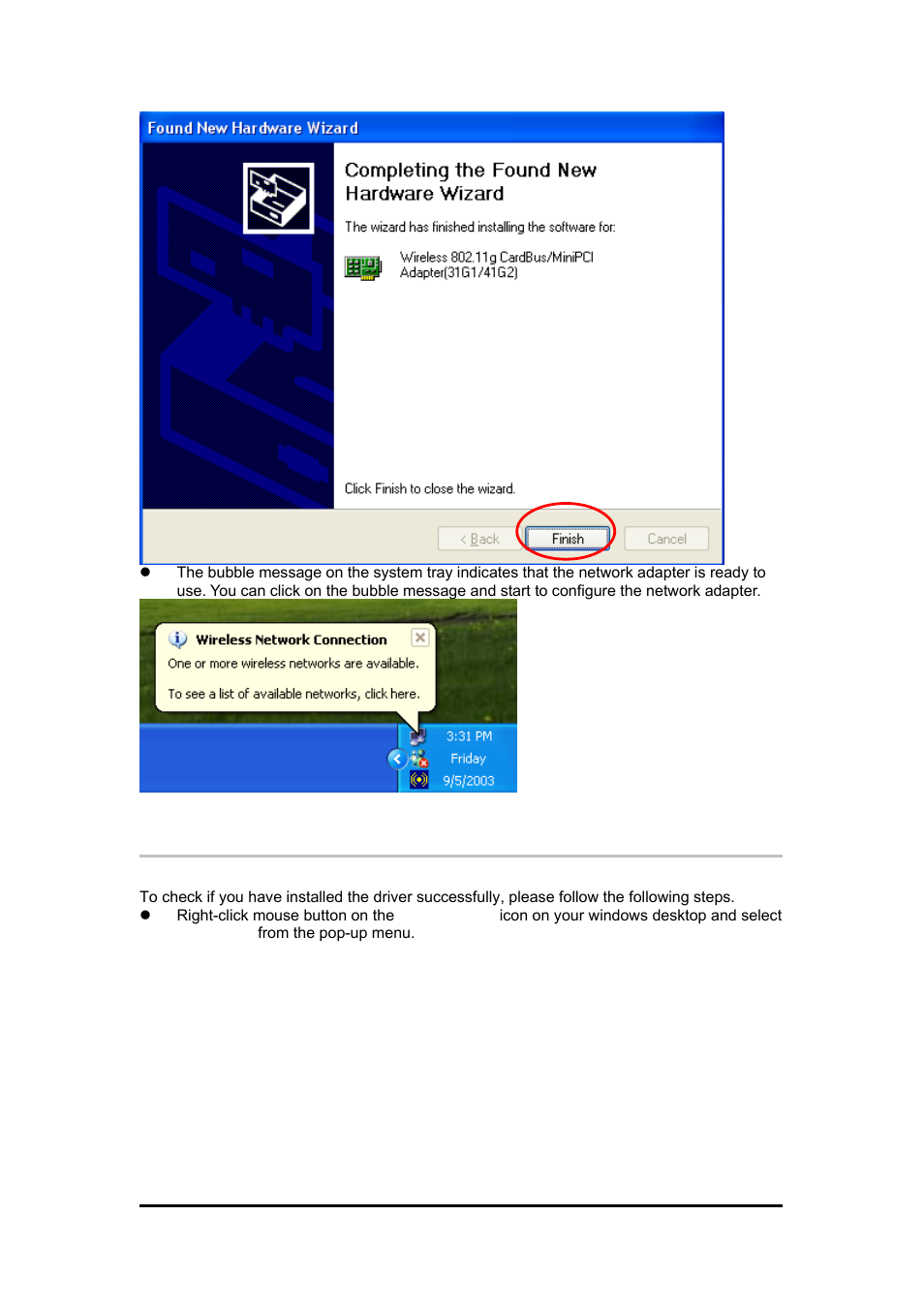 2verifying your installation in windows xp, Verifying your installation in windows xp, 2 verifying your installation in windows xp | Zonet Technology 802.11 g 54Mbps Wireless LAN CardBus Adapter User Manual | Page 41 / 67