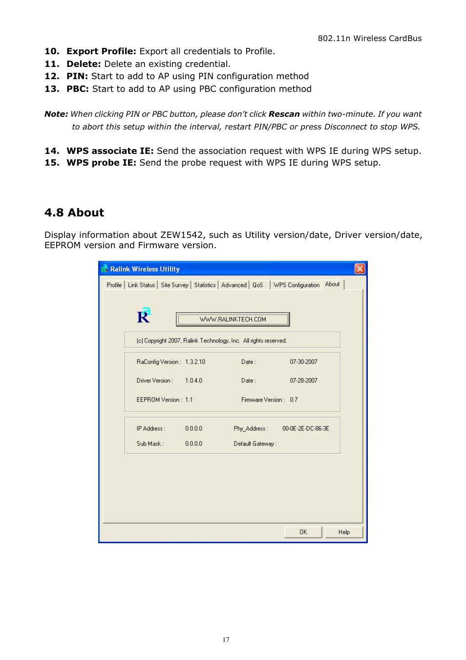 8 about | Zonet Technology ZEW1542 User Manual | Page 20 / 30