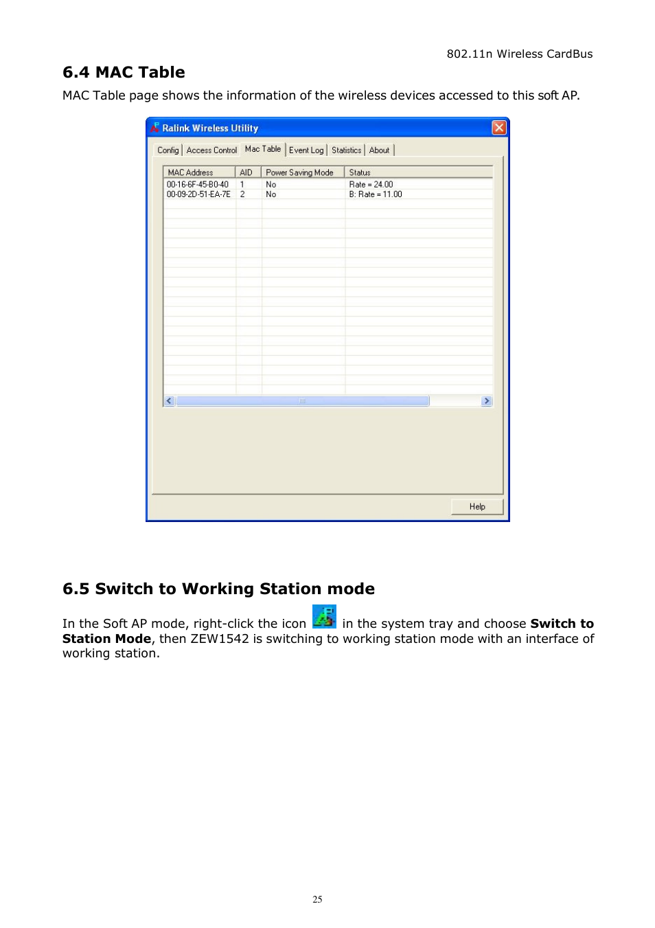 4 mac table, 5 switch to working station mode | Zonet Technology ZEW1542 User Manual | Page 28 / 30