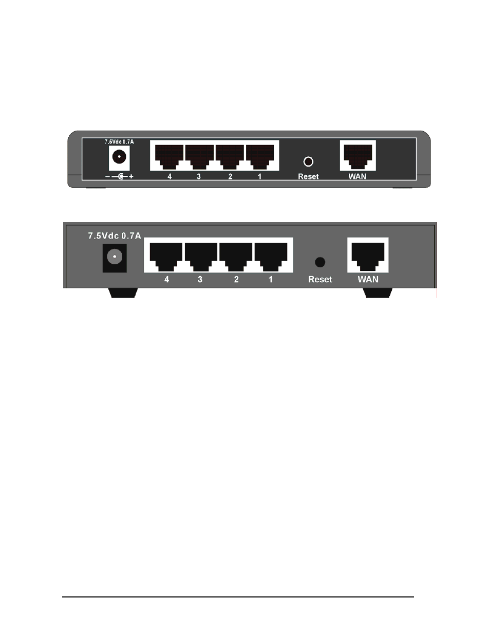 2 back panel, Local lan ports, Internet wan port | Reset button | Zonet Technology ZSR0104C Series User Manual | Page 13 / 63