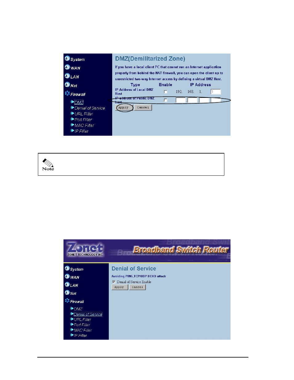 Anti ping and tcp/udp echo attack | Zonet Technology ZSR0104C Series User Manual | Page 38 / 63