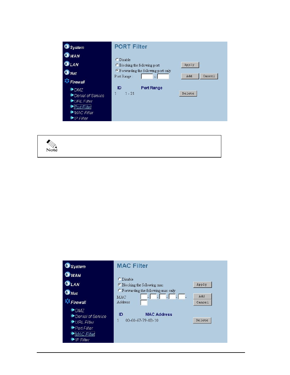 Mac filter | Zonet Technology ZSR0104C Series User Manual | Page 40 / 63