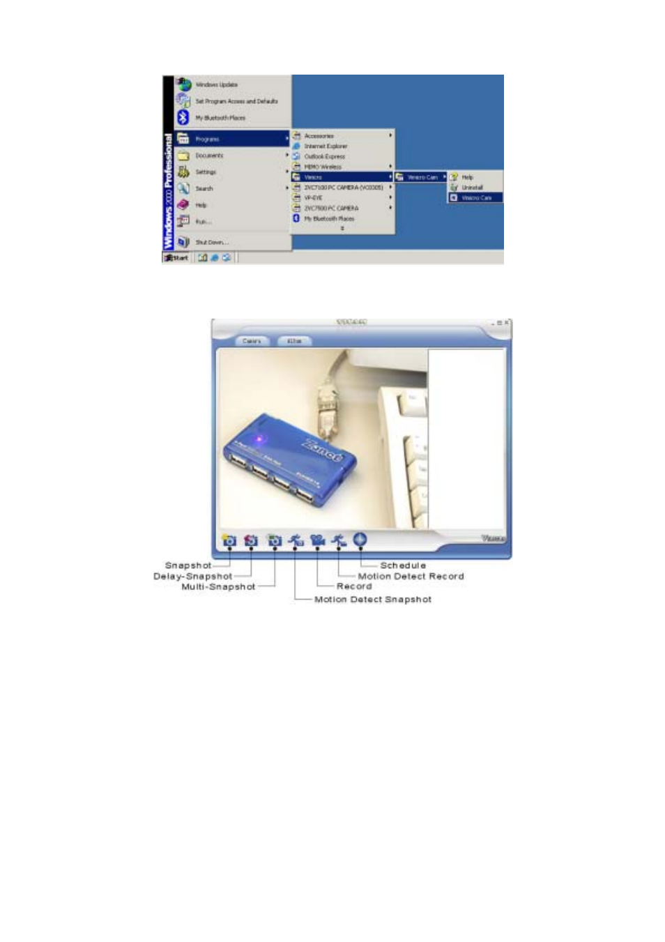 Start your vicam | Zonet Technology ZVC7100 User Manual | Page 9 / 12