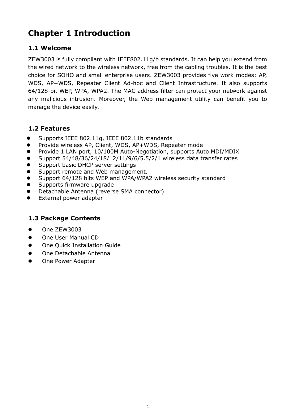 Chapter 1 introduction | Zonet Technology ZEW3003 User Manual | Page 4 / 28