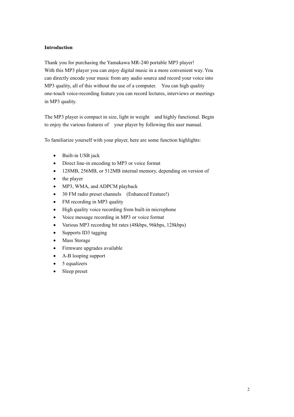 Yamakawa MR-240 User Manual | Page 2 / 29