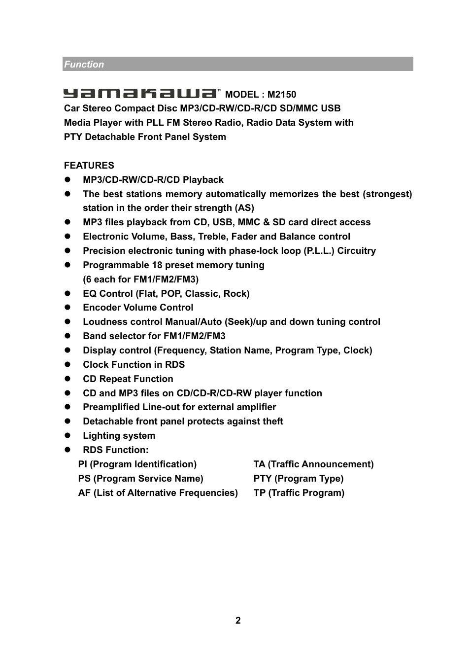 Yamakawa M2150 User Manual | Page 2 / 21