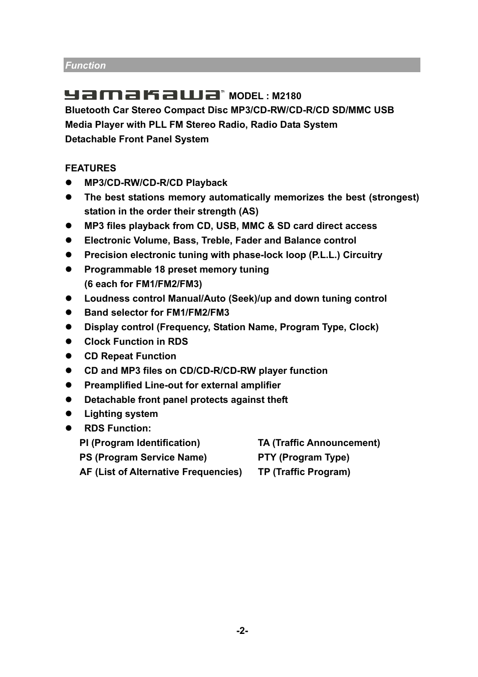 Yamakawa M2180 User Manual | Page 2 / 24