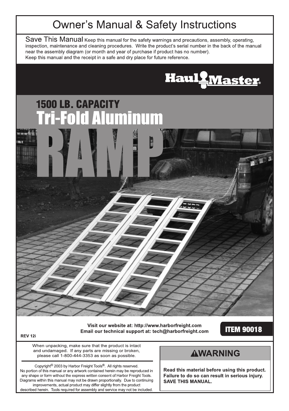 Zweita  Co Haul Master Tri-Fold Aluminum Ram 90018 User Manual | 8 pages