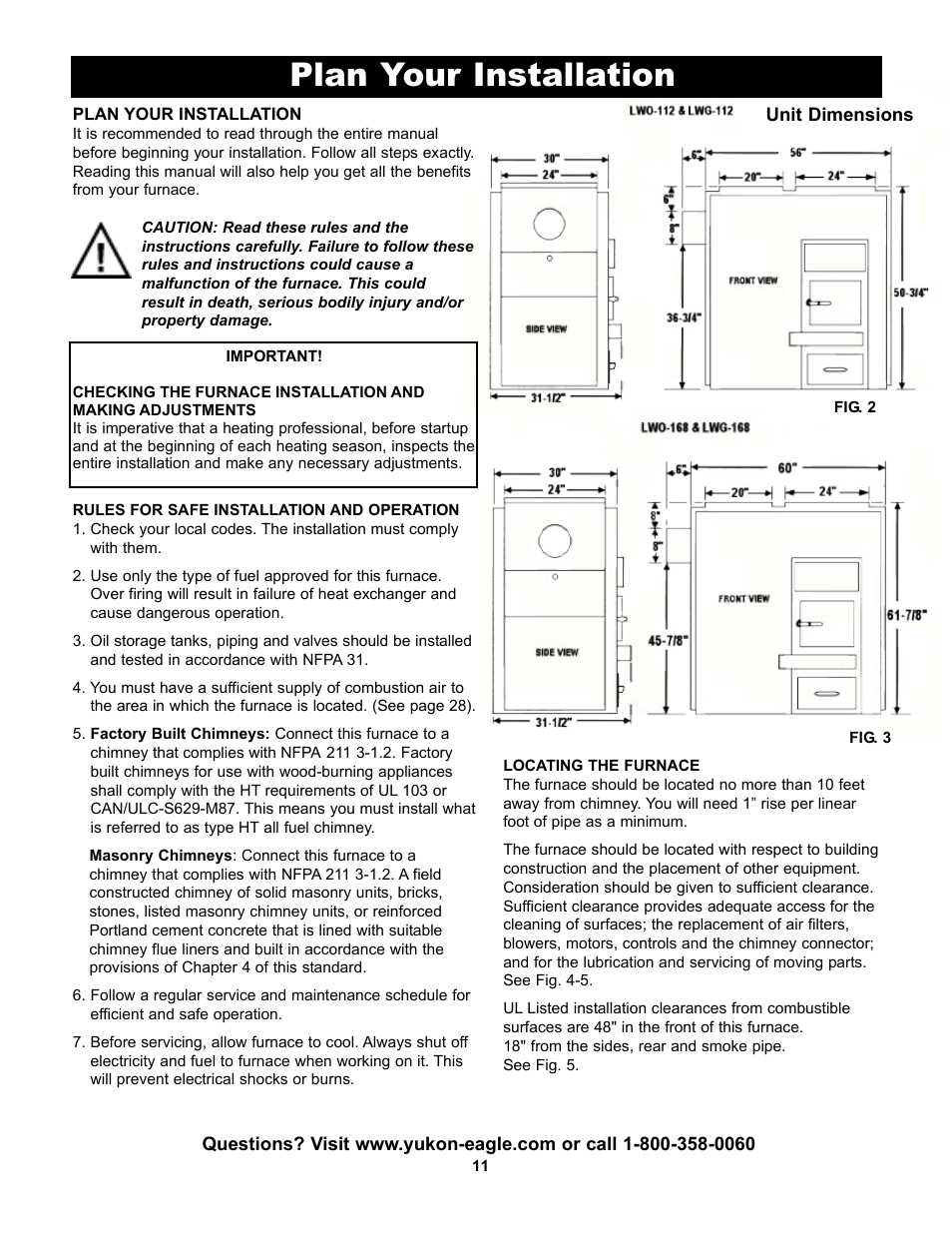 Plan your installation | Yukon Advanced Optics Oil Furnace User Manual | Page 11 / 64
