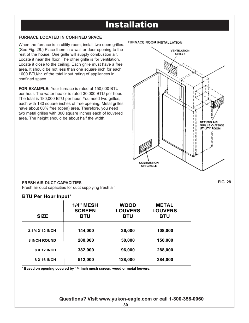 Installation | Yukon Advanced Optics Oil Furnace User Manual | Page 30 / 64