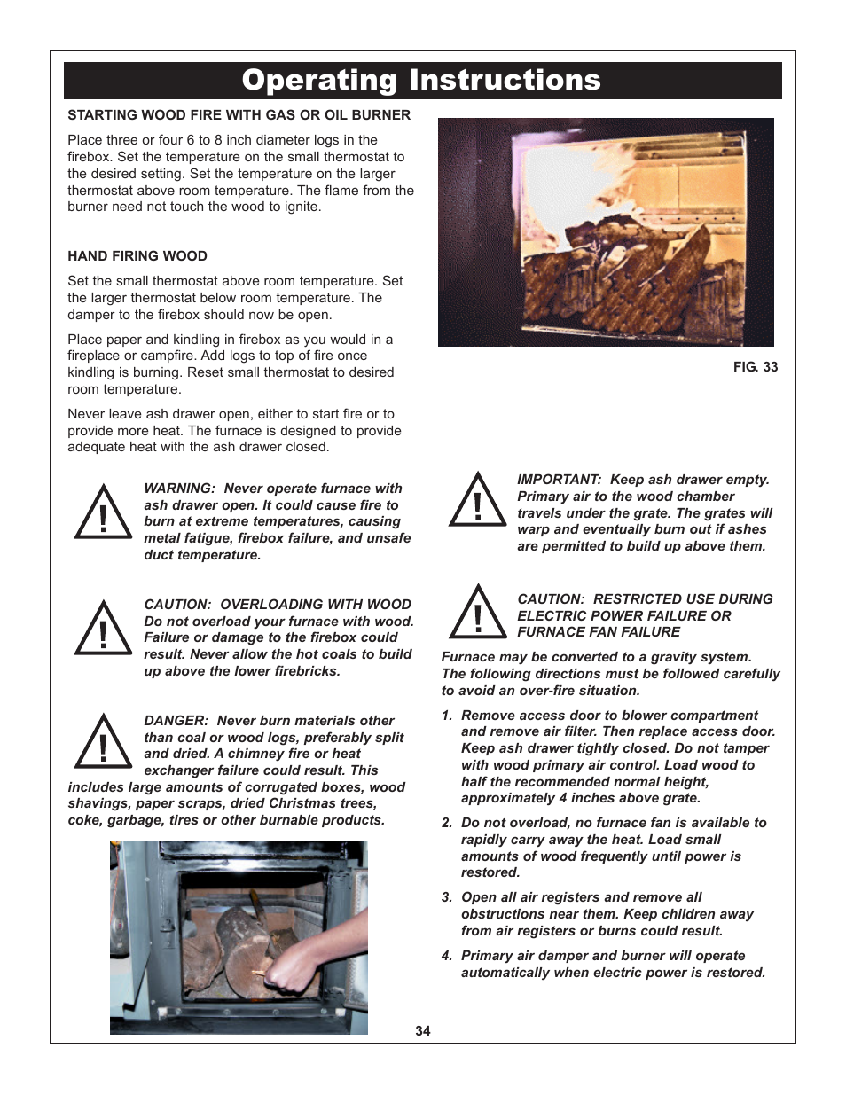 Operating instructions | Yukon Advanced Optics Oil Furnace User Manual | Page 34 / 64
