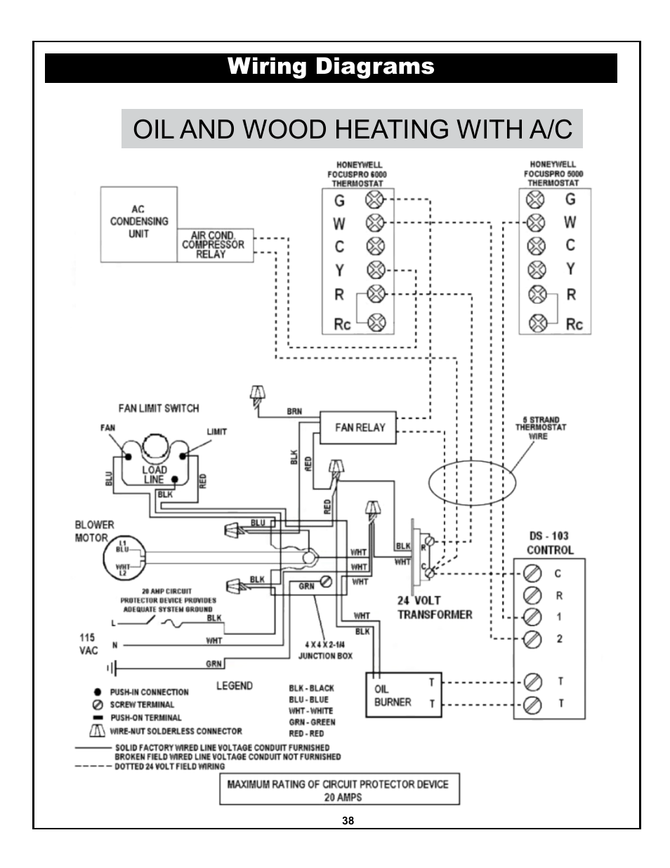 Oil and wood heating with a/c, Wiring diagrams | Yukon Advanced Optics Oil Furnace User Manual | Page 38 / 64