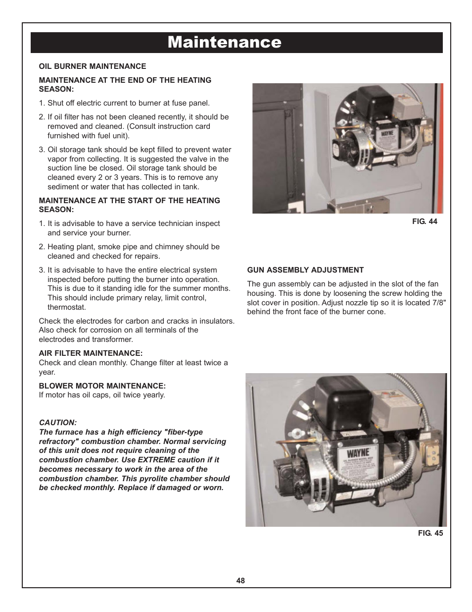 Maintenance | Yukon Advanced Optics Oil Furnace User Manual | Page 48 / 64