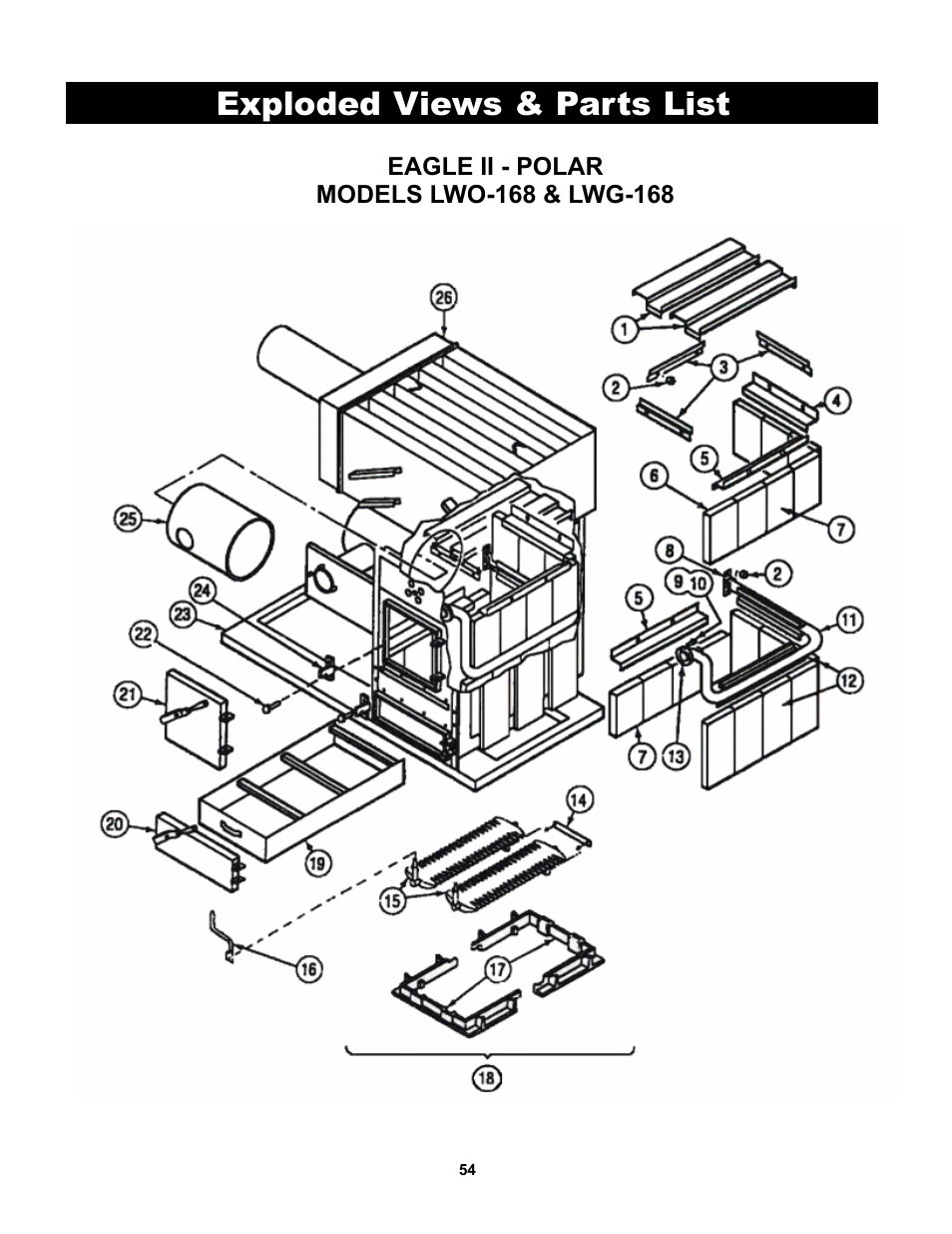 Exploded views & parts list | Yukon Advanced Optics Oil Furnace User Manual | Page 54 / 64
