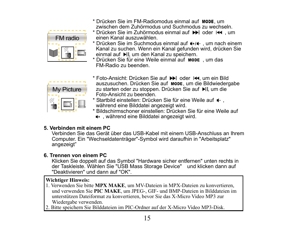 X-Micro Tech. XMP3-M256F User Manual | Page 16 / 72