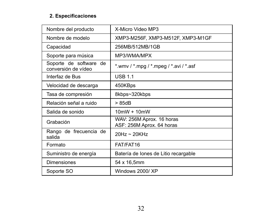 X-Micro Tech. XMP3-M256F User Manual | Page 33 / 72