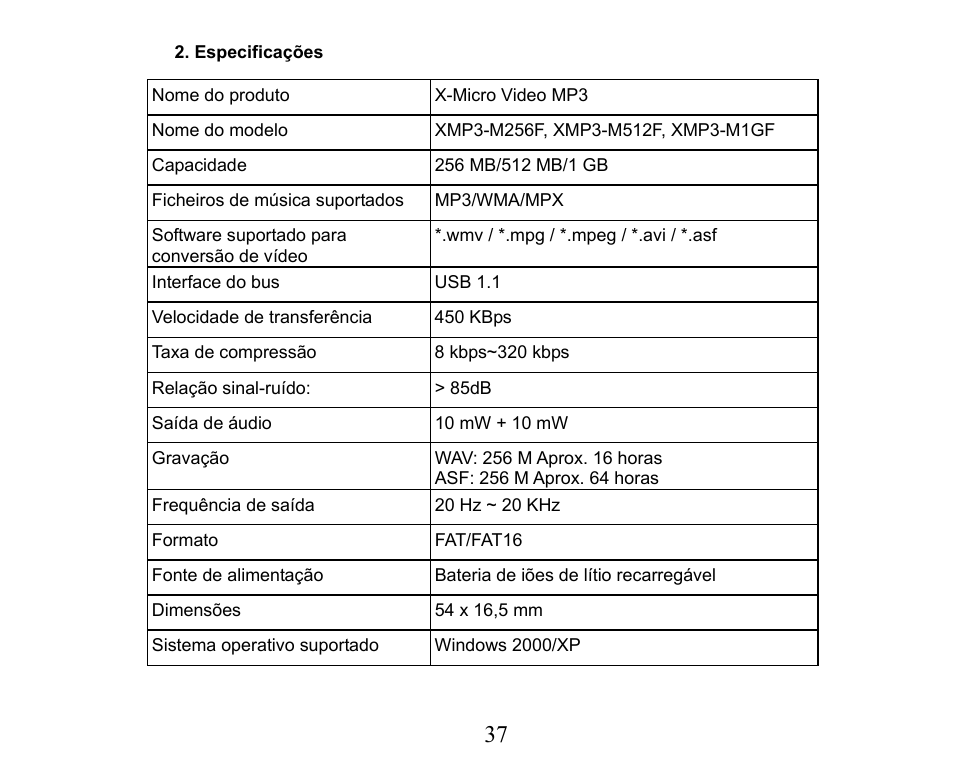 X-Micro Tech. XMP3-M256F User Manual | Page 38 / 72