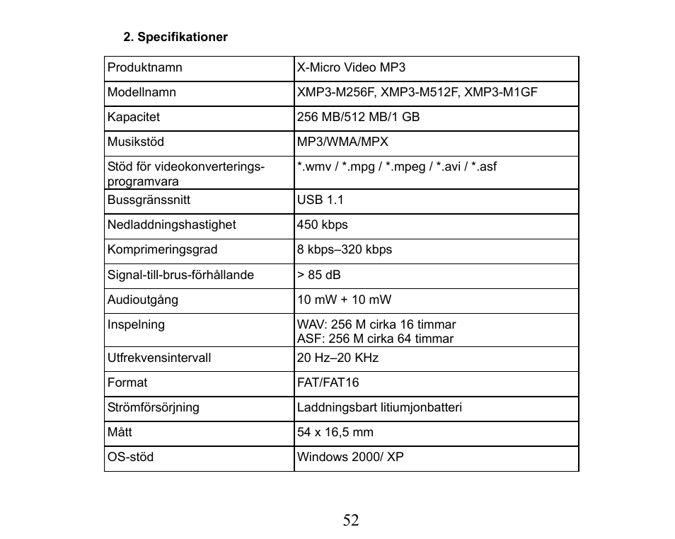 X-Micro Tech. XMP3-M256F User Manual | Page 53 / 72