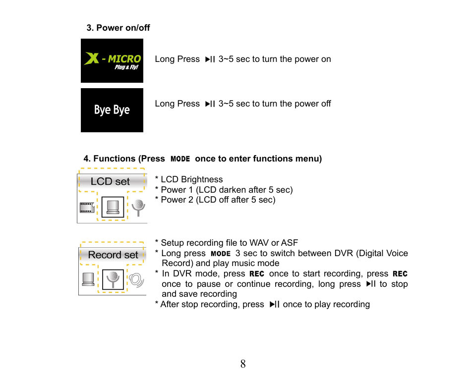 X-Micro Tech. XMP3-M256F User Manual | Page 9 / 72