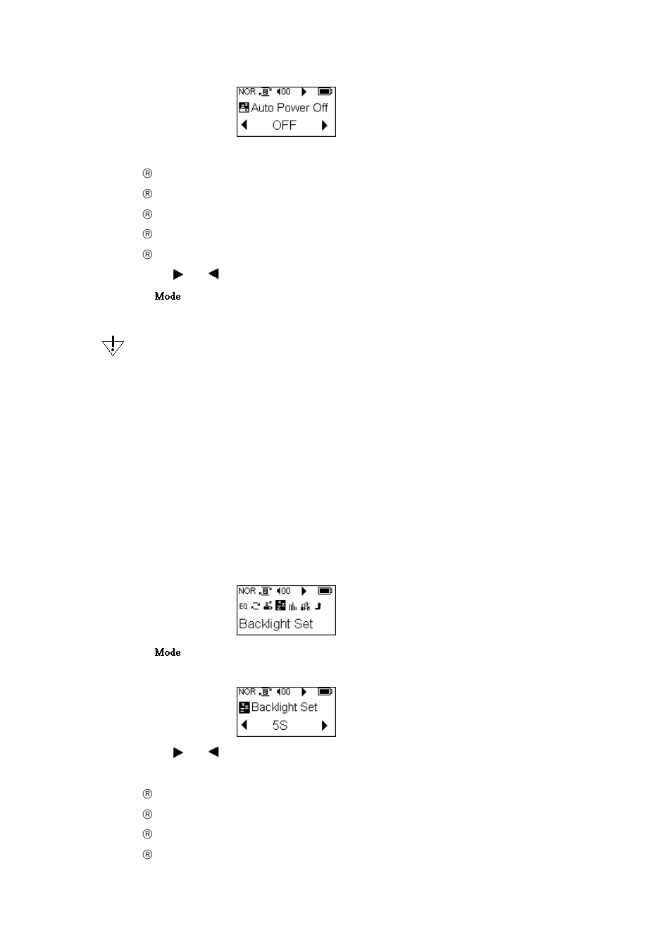 Settings menu option 4—backlight | X-Micro Tech. 220 User Manual | Page 18 / 27