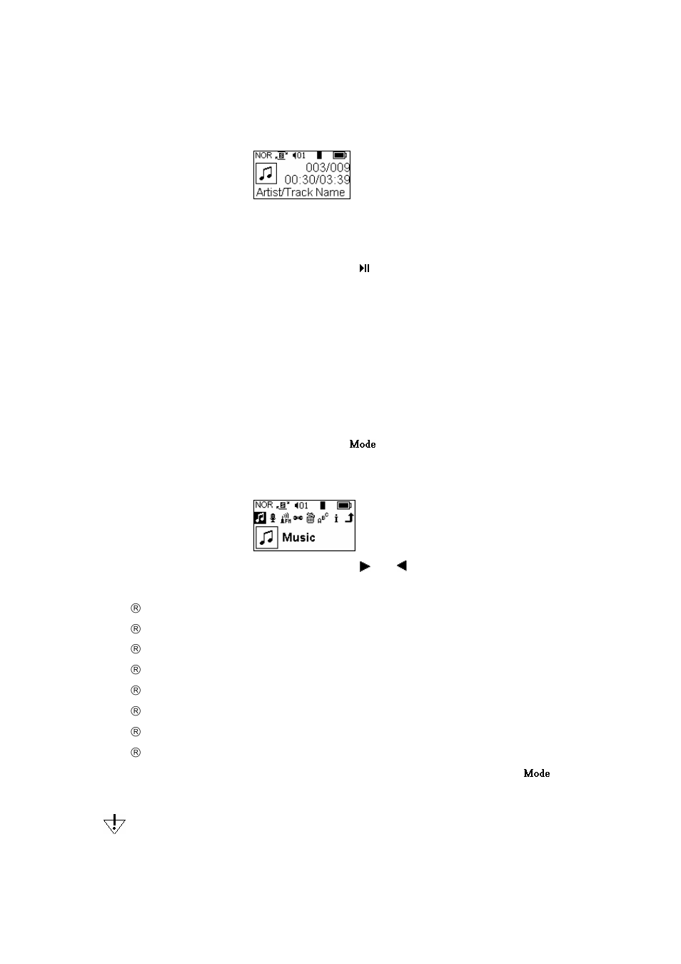 Turning the player off, Main menu mode, Entering main menu | X-Micro Tech. 220 User Manual | Page 9 / 27