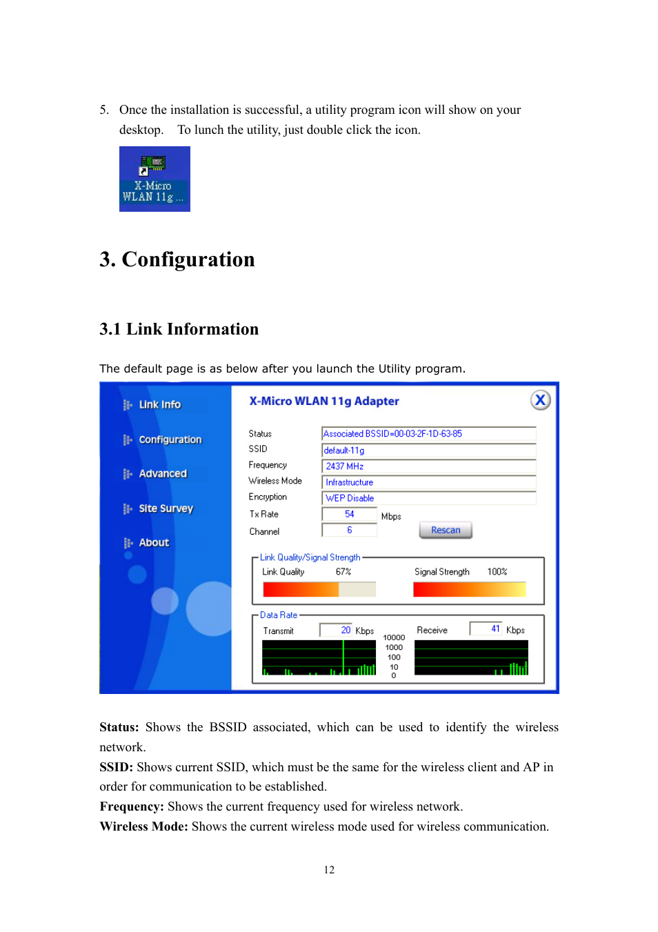 Configuration, 1 link information | X-Micro Tech. PCI Adapter fxmicro User Manual | Page 12 / 23