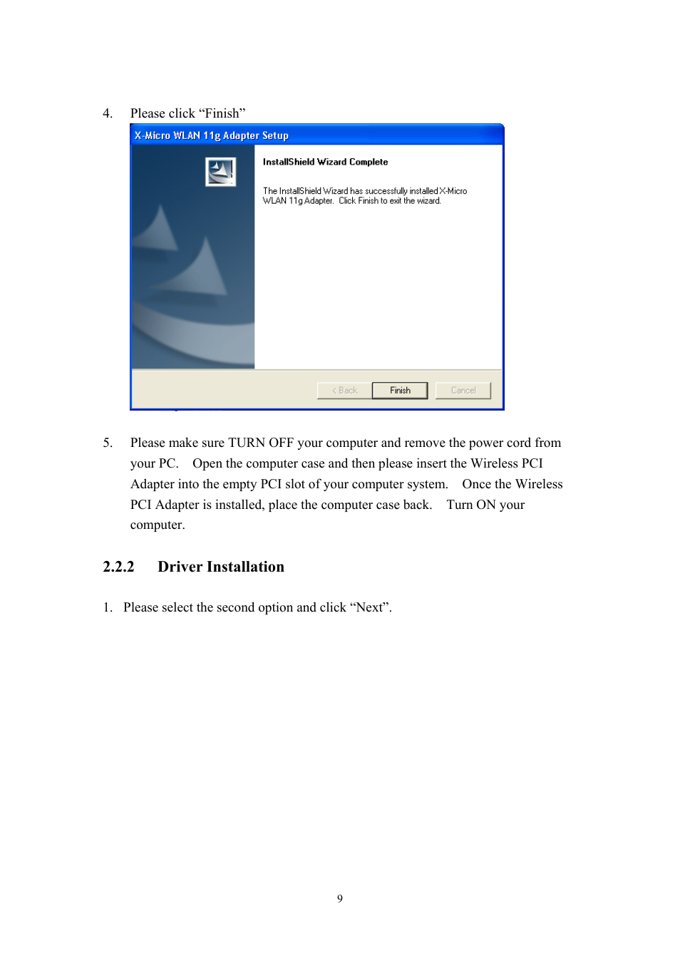 X-Micro Tech. PCI Adapter fxmicro User Manual | Page 9 / 23