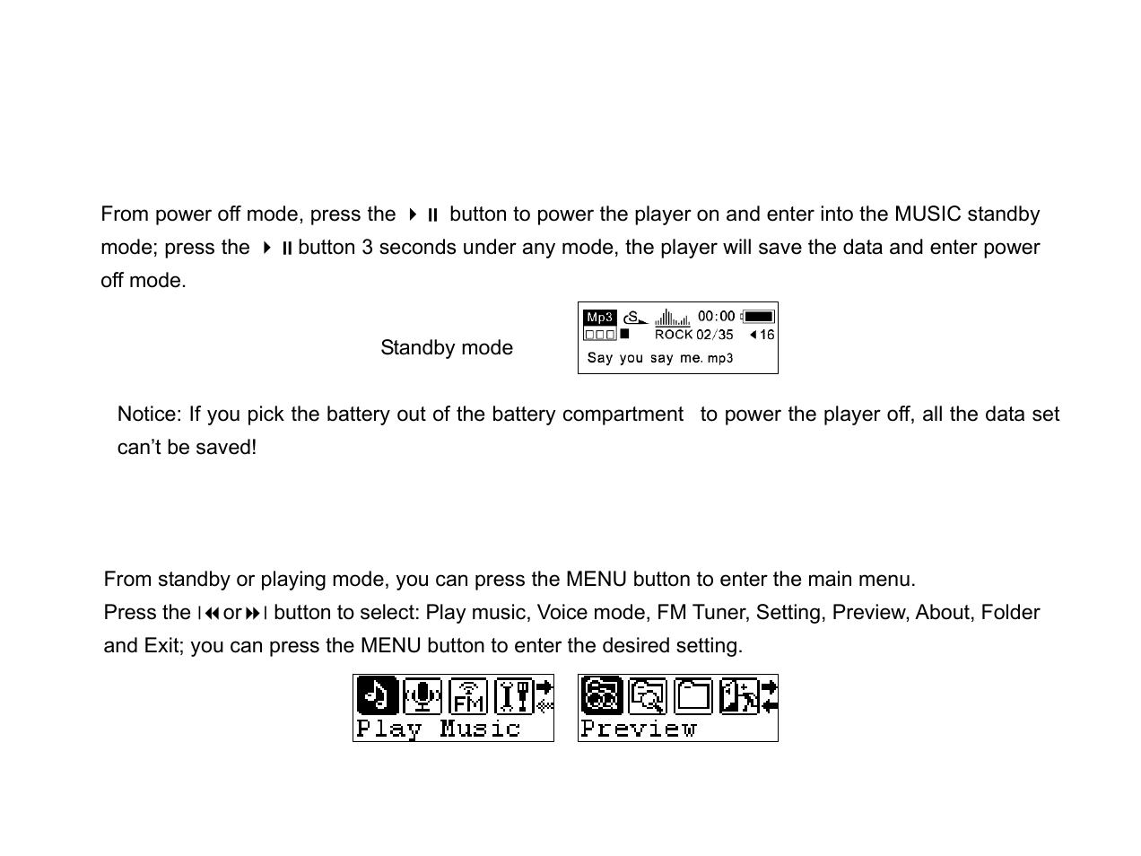 2power on / off, 3main menu | X-Micro Tech. EVA 130 User Manual | Page 12 / 27