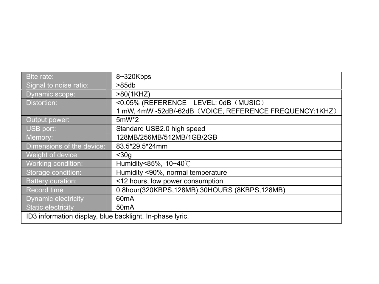 Technical specifications | X-Micro Tech. EVA 130 User Manual | Page 26 / 27