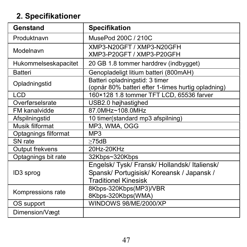 X-Micro Tech. XMP3-N20GFT 210C User Manual | Page 48 / 72