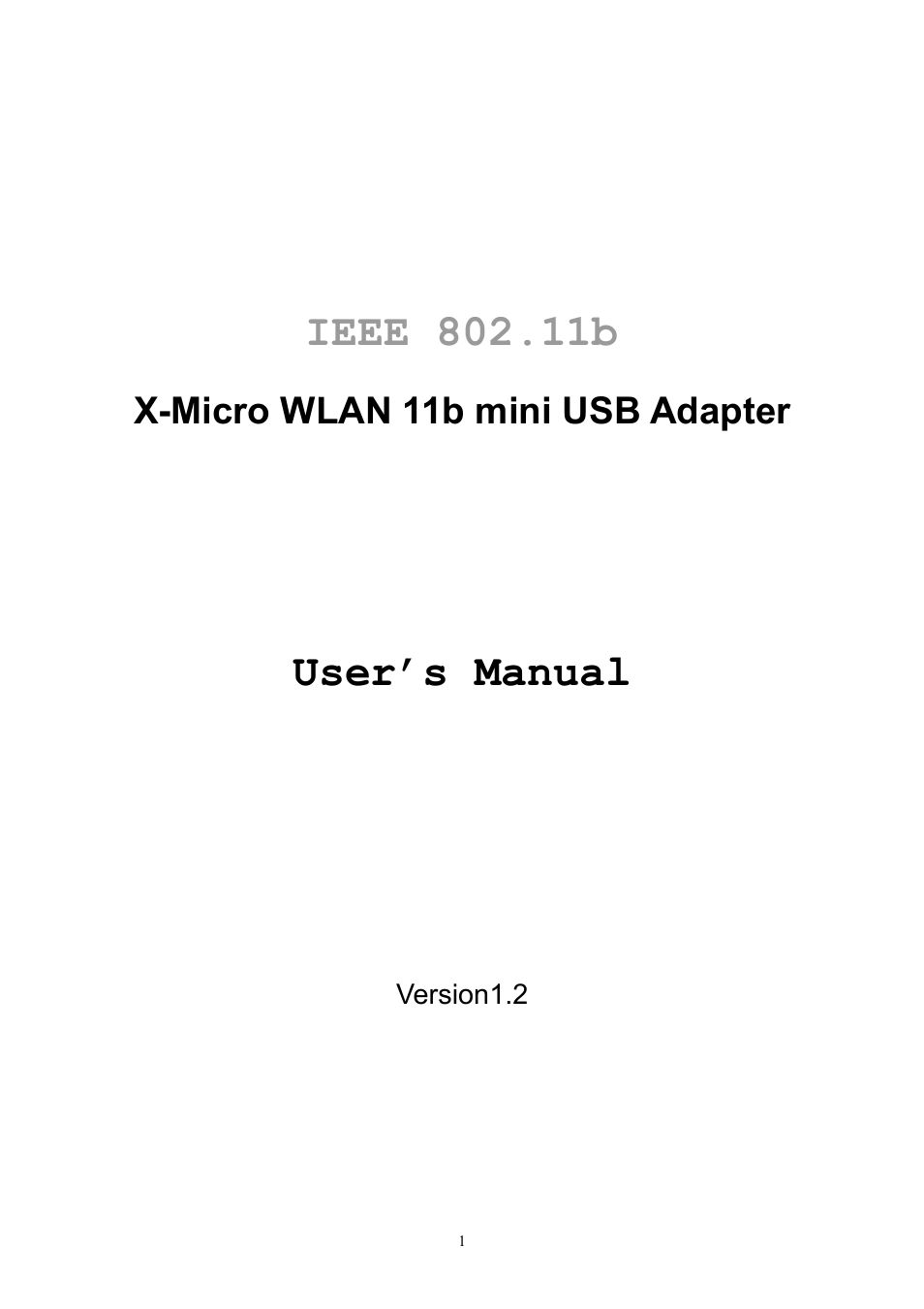 User’s manual, X-micro wlan 11b mini usb adapter | X-Micro Tech. 11b mini User Manual | Page 2 / 22