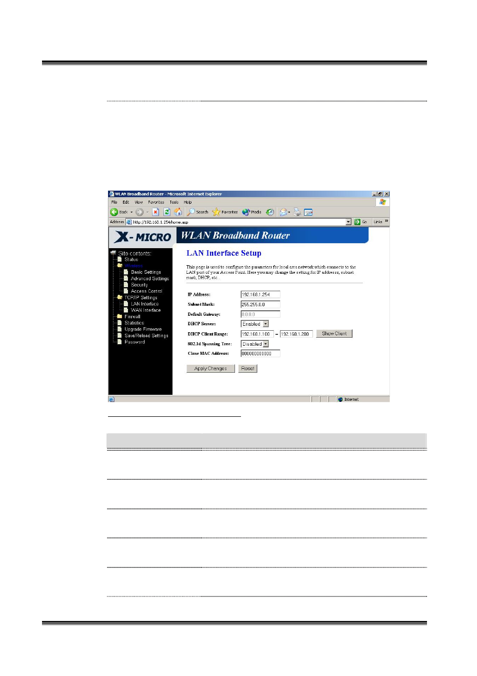 Lan interface setup, Nterface, Etup | 6 lan interface setup | X-Micro Tech. WL-1502 User Manual | Page 22 / 42