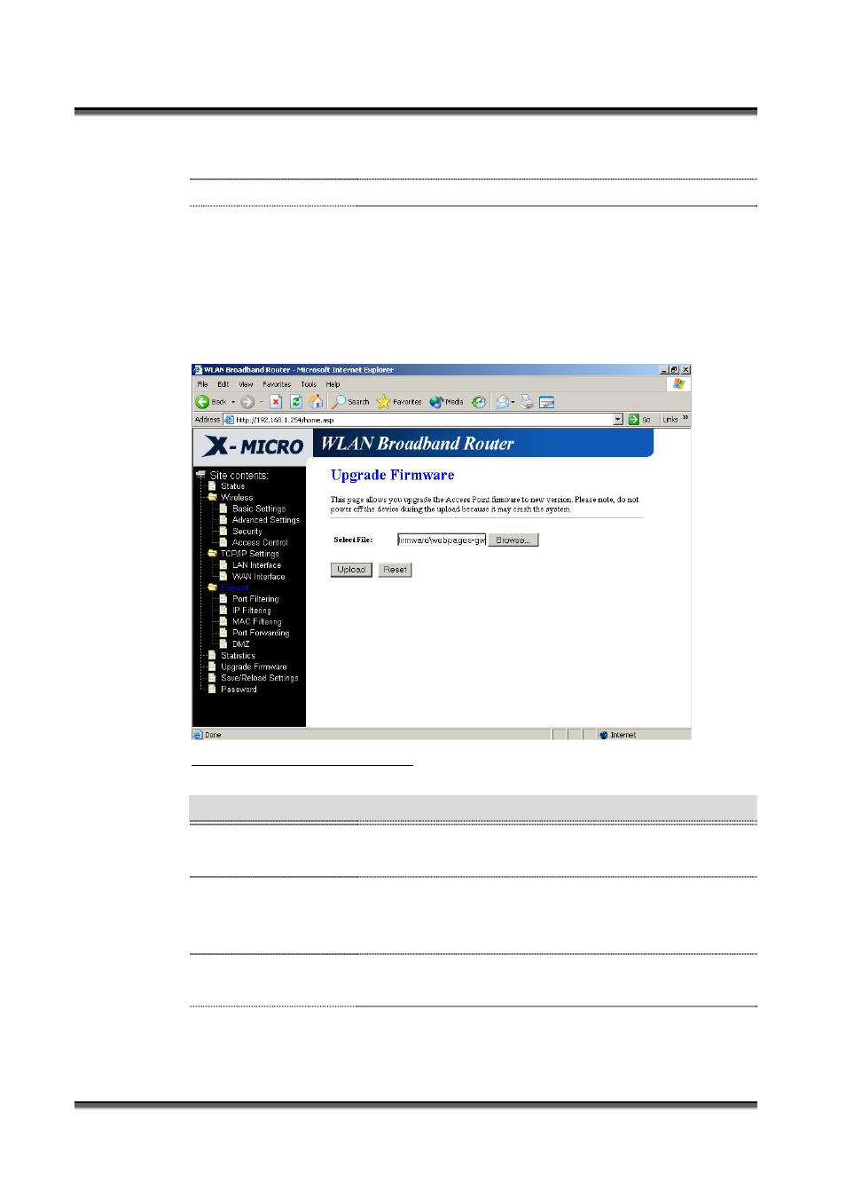 Upgrade firmware, Save/ reload settings, Pgrade | Irmware, Eload, Ettings, 14 upgrade firmware, 15 save/ reload settings | X-Micro Tech. WL-1502 User Manual | Page 33 / 42