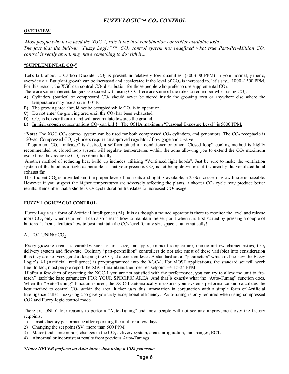 Fuzzy logic( co2 control, Supplemental co2, Fuzzy logic | Control | XtremeMac XGC-1 User Manual | Page 6 / 11