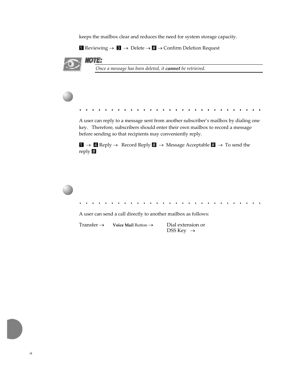 Reply to a message, Send a call directly to voice mail | Xblue Networks XPLUS100 User Manual | Page 16 / 24