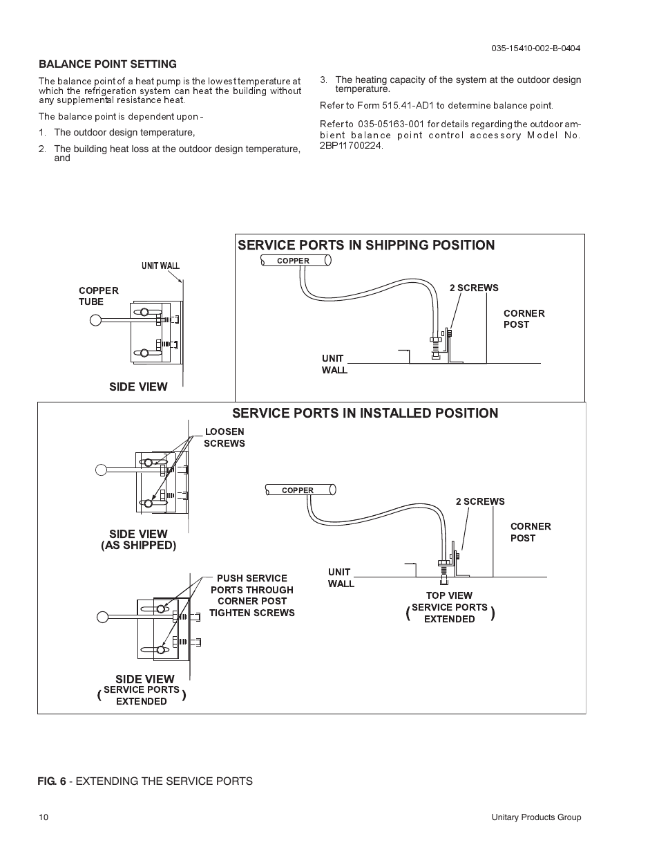 Service ports in shipping position, Service ports in installed position | York E2FB120 User Manual | Page 10 / 16