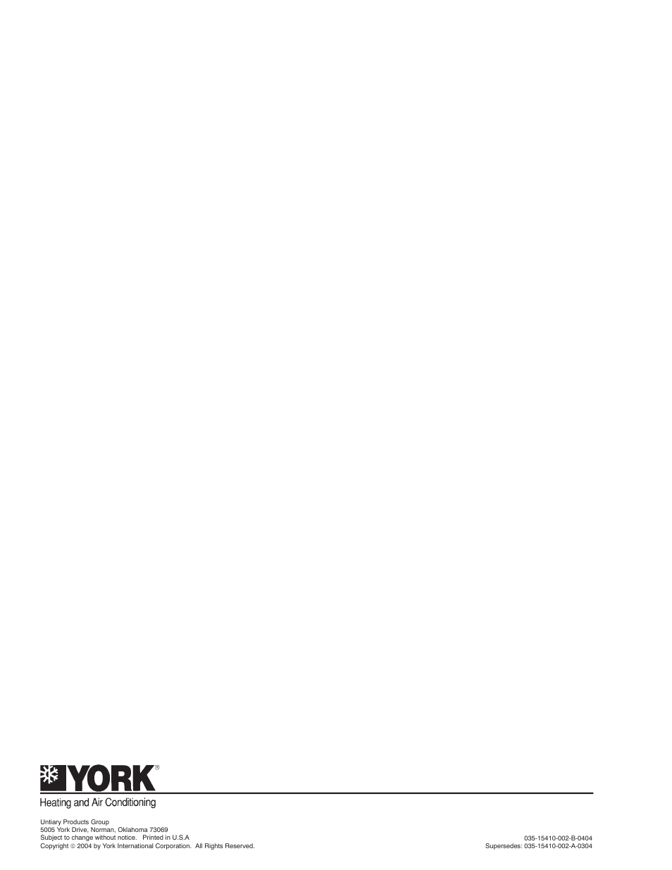 York E2FB120 User Manual | Page 16 / 16