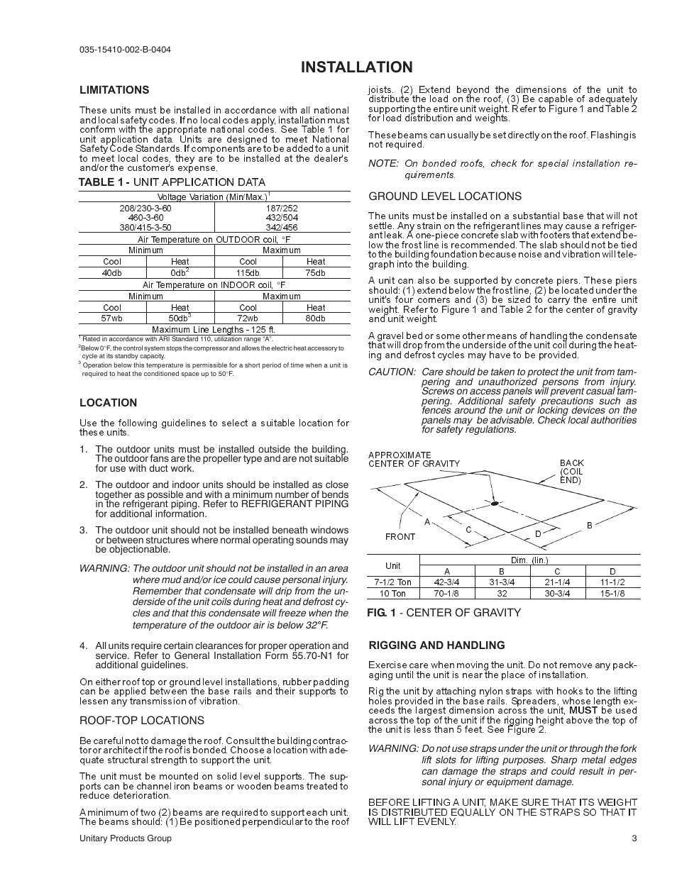 Installation | York E2FB120 User Manual | Page 3 / 16
