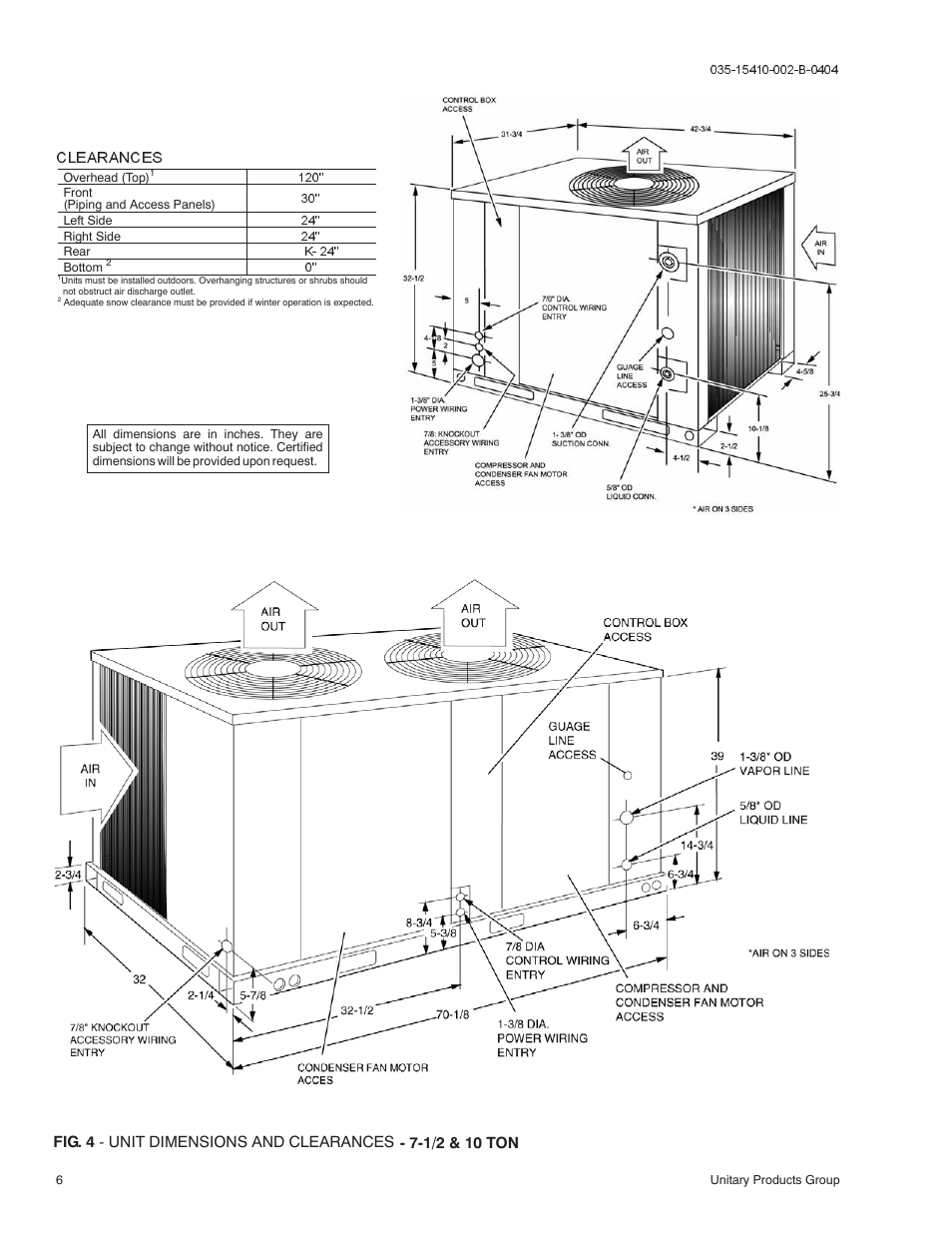 Clearances | York E2FB120 User Manual | Page 6 / 16