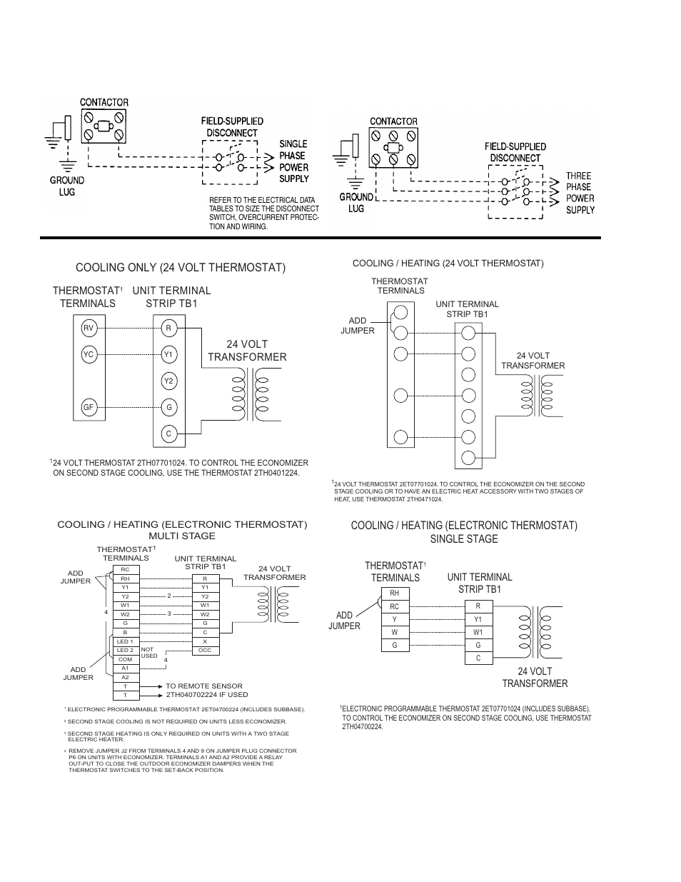 Cooling only (24 volt thermostat), Thermostat | York DH 036 User Manual | Page 26 / 36
