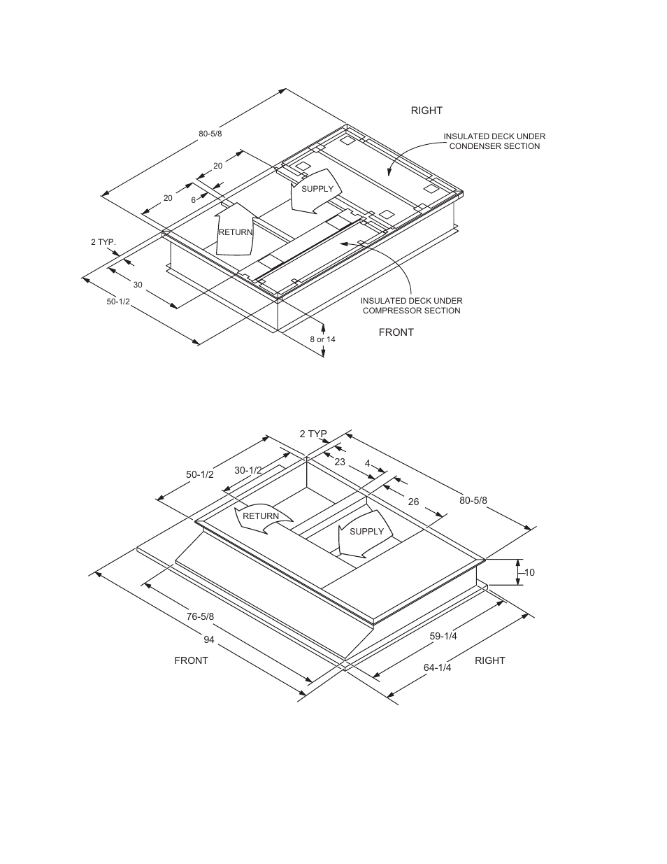 Figure 6 - predator® magnum roof curb dimensions | York PREDATOR DJ 150 User Manual | Page 18 / 28