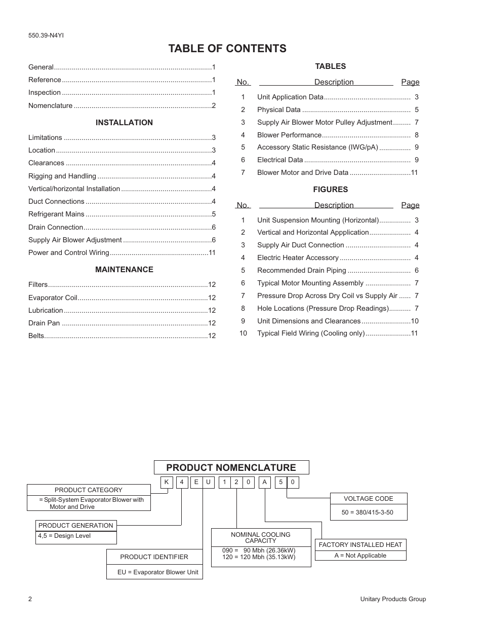 York SUNLINE K4EU120A50A User Manual | Page 2 / 12