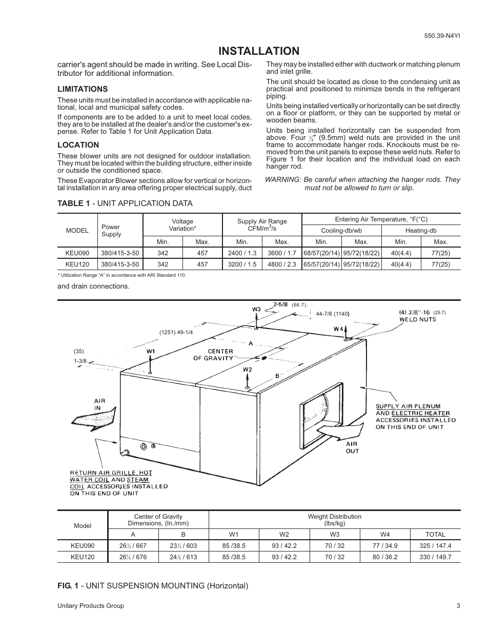 Installation | York SUNLINE K4EU120A50A User Manual | Page 3 / 12