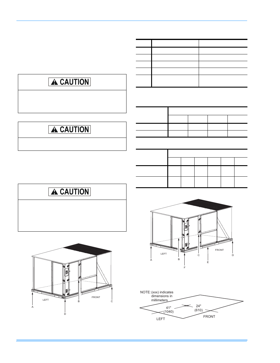 Rigging and handling, Figure 5 - unit 4 point load, Table 3: unit weights | Table 4: 4 point load weight, Table 5: 6 point load weight | York PREDATOR BP120 User Manual | Page 10 / 44