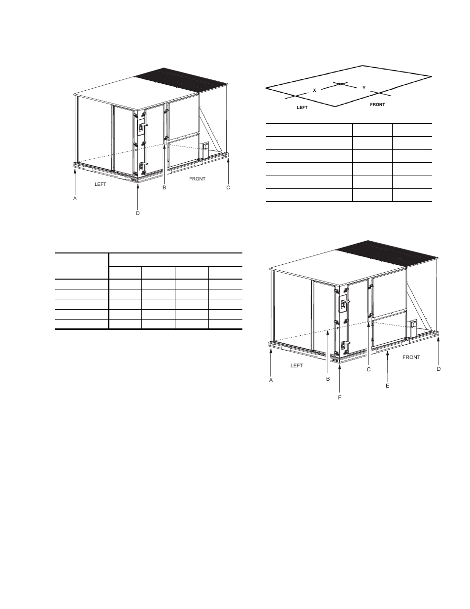 Figure 2 - unit 4 point load, Table 36: 4 point load weight, Figure 3 - unit center of gravity | Figure 4 - unit 6 point load | York PREDATOR DM 078 User Manual | Page 35 / 48